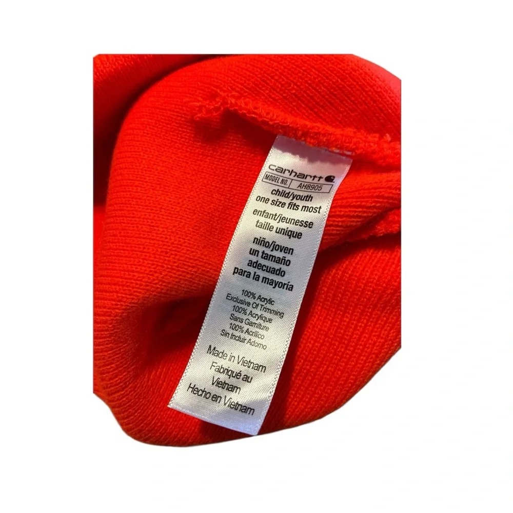Carhartt Unisex Kids Knit Beanie Cuff Hat, Brite Orange (Youth), 6 Years - 14 Yr